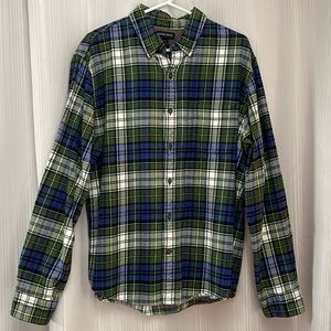 Lands End Green and‎ Blue Cotton Flannel